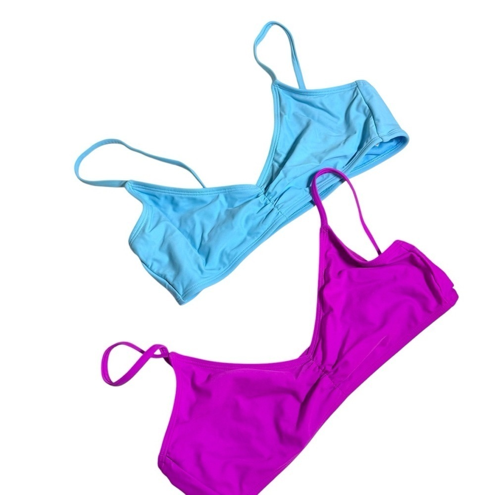 Lot of 2 Xhilaration Swimsuit Bikini Tops Blue/Pink Size Large